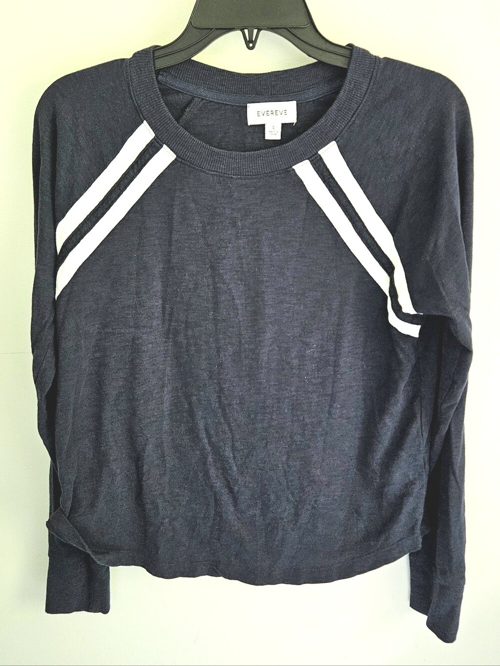 Evereve Athletic Stripe Long Sleeve Navy Top